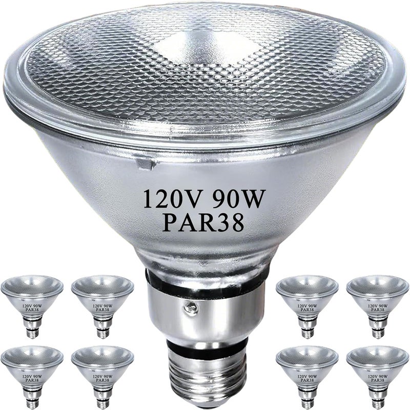 Lachesan PAR38 Halogen Flood Light Bulbs, 90W Equivalent, 120V, E26 Base, 2700K Warm White Light for Indoor and Outdoor 8 Pack - Image 1